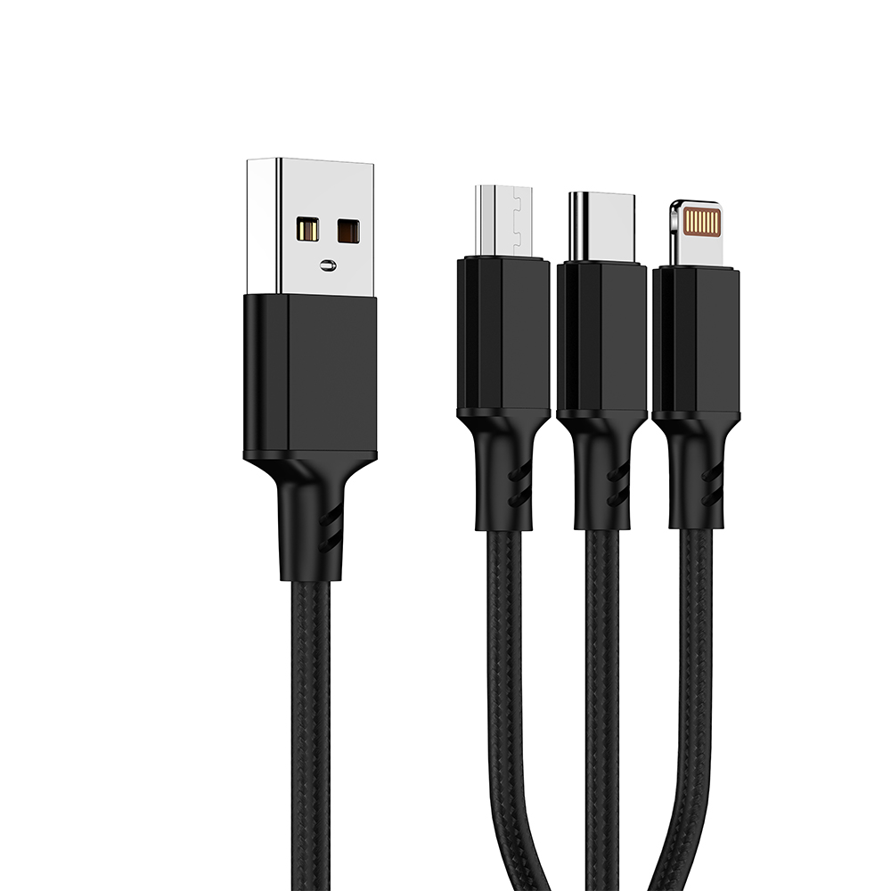 NCC D120MCL 3 in 1 Woven Charging Cable 1.2m