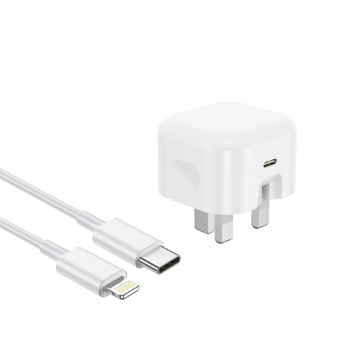 NCC C11 20W Charger Set (USB-C Charger + C-L Noylon Date Cable 1.0M) | UK Plug Options