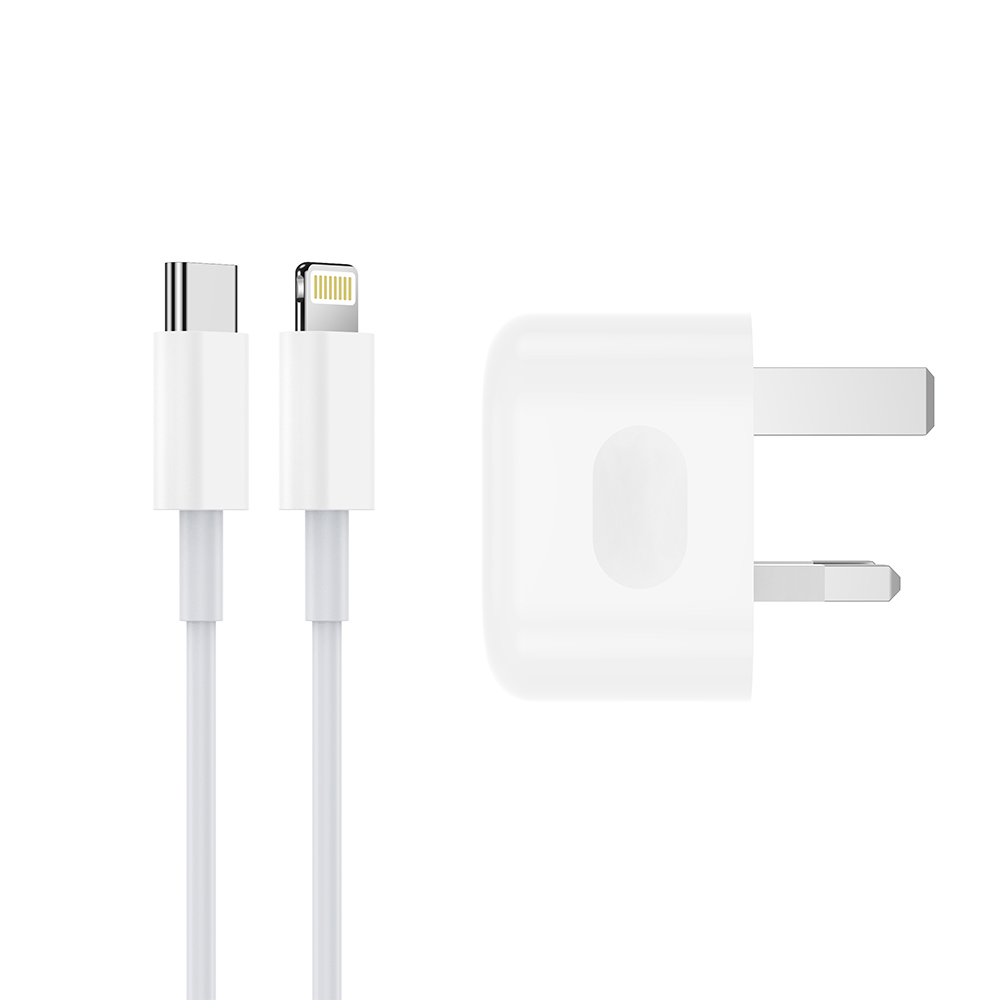NCC C11 20W Charger Set (USB-C Charger + C-L Noylon Date Cable 1.0M) | UK Plug Options