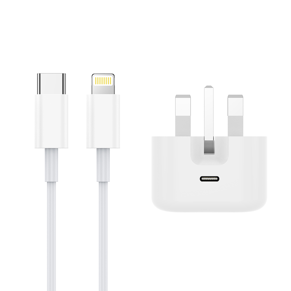 NCC C11 20W Charger Set (USB-C Charger + C-L Noylon Date Cable 1.0M) | UK Plug Options