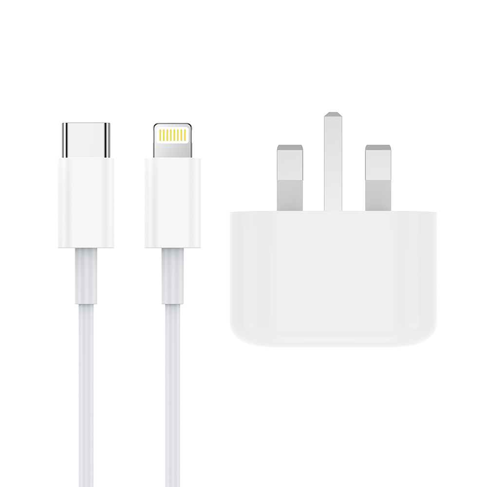 NCC C11 20W Charger Set (USB-C Charger + C-L Noylon Date Cable 1.0M) | UK Plug Options