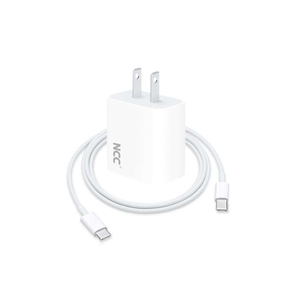NCC C125 20W Charger Set (USB-C Charger + C-C Date Cable 1.0M) | US Plug Options