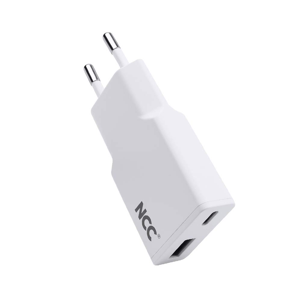 NCC C214 30W Ultra Thin USB-A+C Charger | EU Plug Options