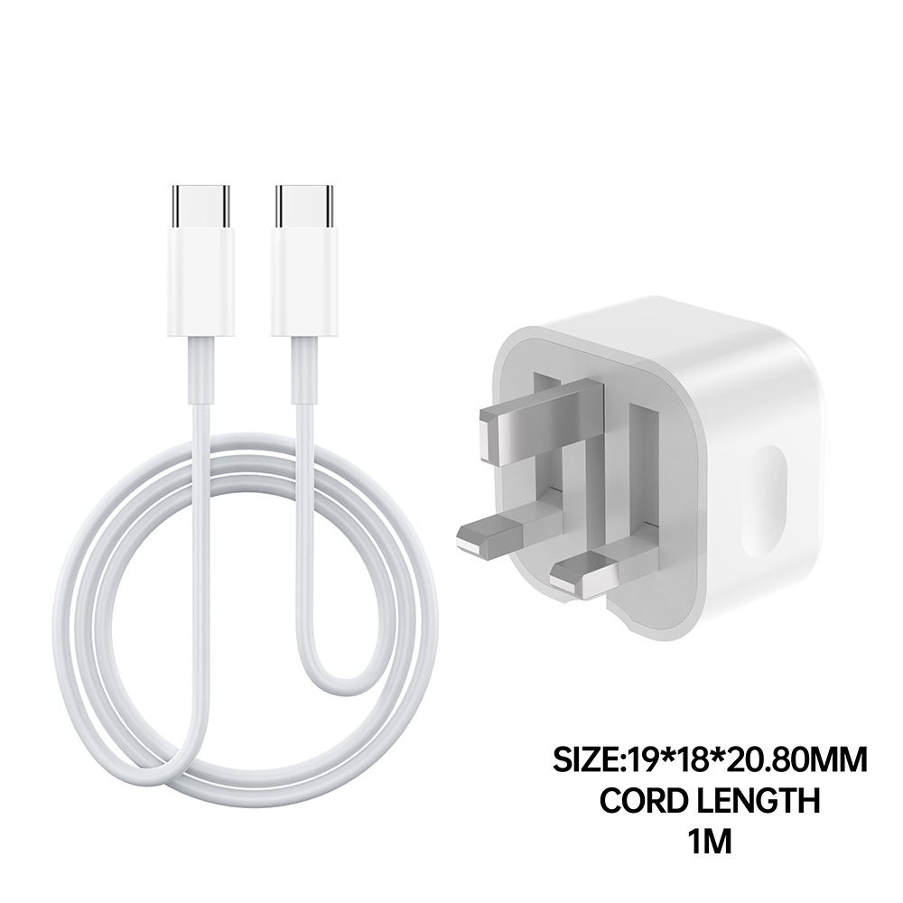 NCC C111 20W Charger Set (USB-C Charger + C-C Noylon Date Cable 1.0M) | UK Plug Options