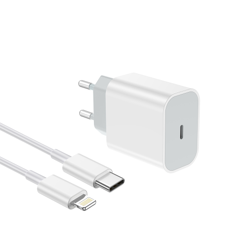 NCC C121 20W Charger Set (USB-C Charger + C-L Noylon Date Cable 1.0M) | EU Plug Options