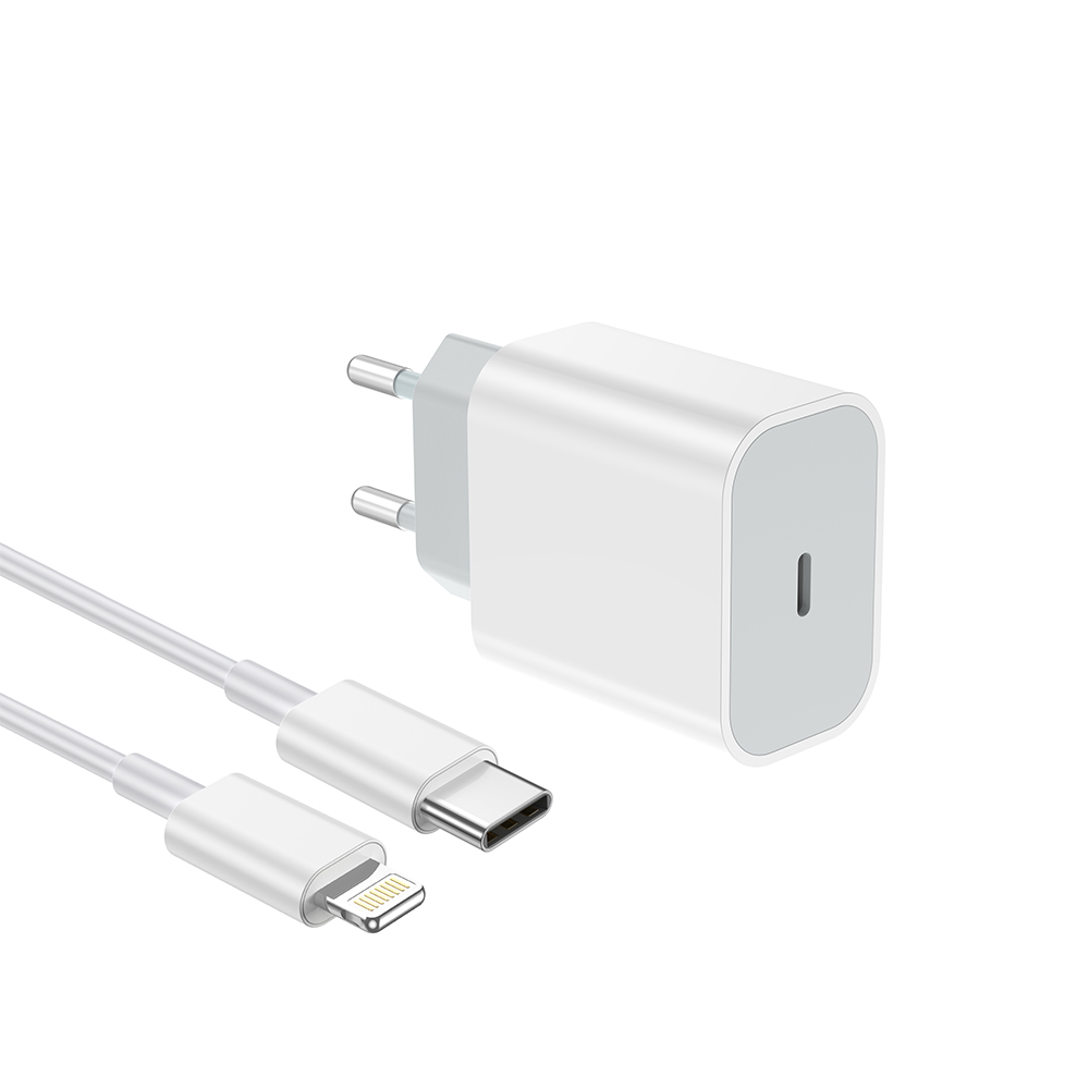 NCC C121 20W Charger Set (USB-C Charger + C-L Noylon Date Cable 1.0M) | EU Plug Options