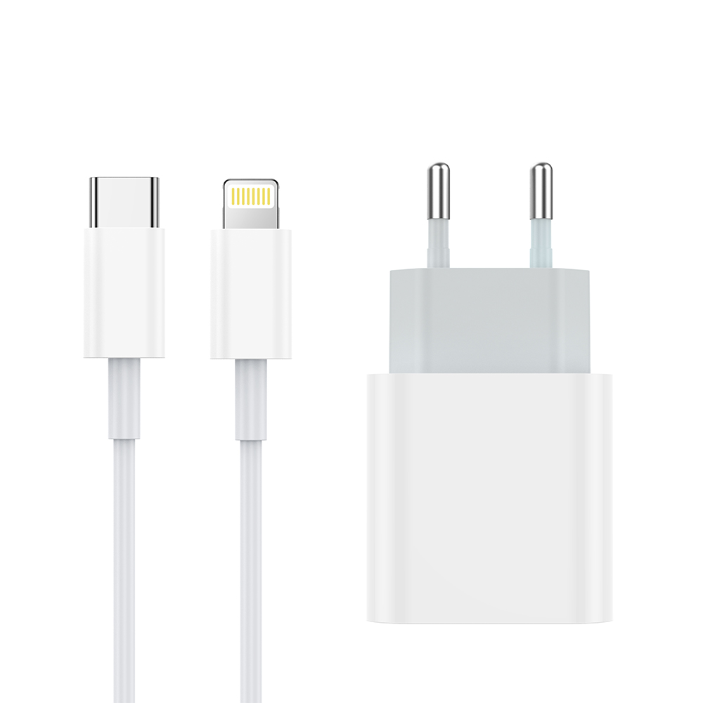 NCC C121 20W Charger Set (USB-C Charger + C-L Noylon Date Cable 1.0M) | EU Plug Options