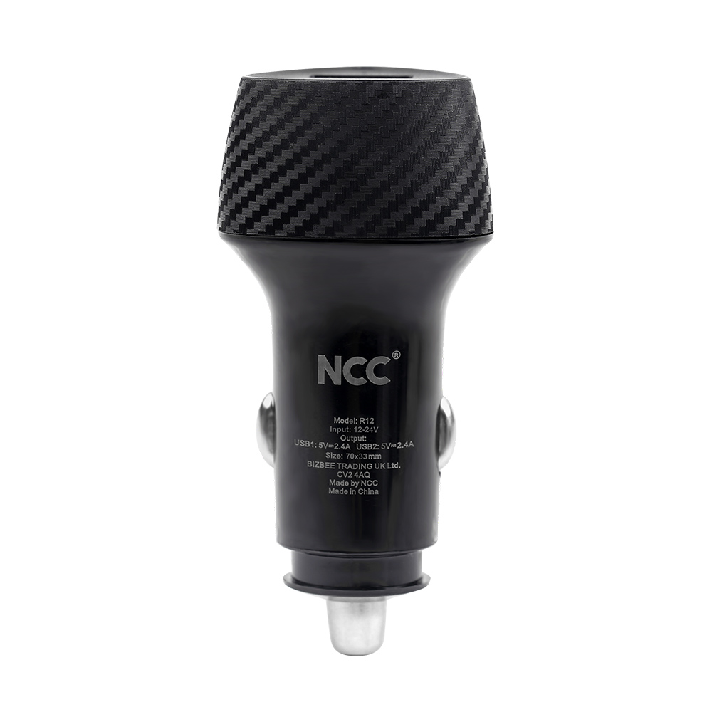 NCC R12 12W Dual USB-A Car Charger (Black)