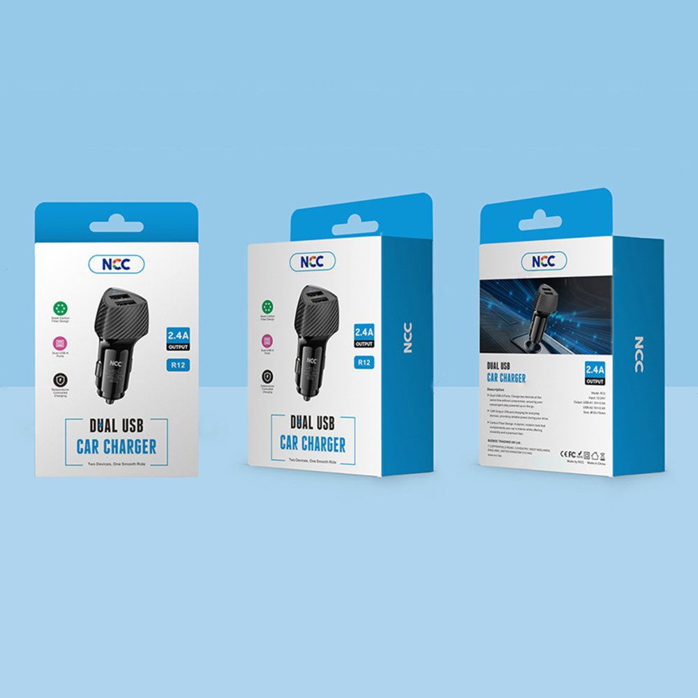 NCC R12 12W Dual USB-A Car Charger (Black)