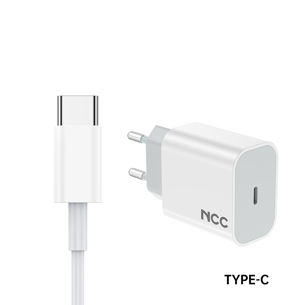 NCC C124 20W Charger Set (USB-C Charger + C-C Date Cable 1.0M) | EU Plug Options