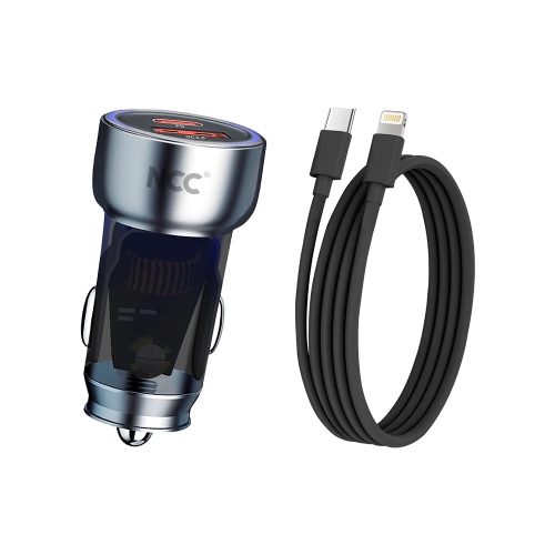 NCC R14/14S 48W Car Charger Set (USB-A+C Car Charger + C-L Date Cable 1.2M) (Black)