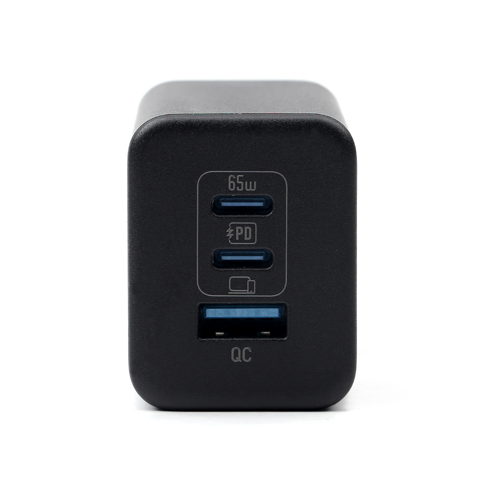 High-Speed 65W GaN Charger – Dual USB-C PD + USB-A QC Fast Charging Solution