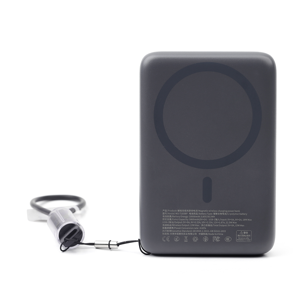 High-Capacity NCC Magnetic Power Bank – 10000mAh Portable Charger with MagSafe Connection