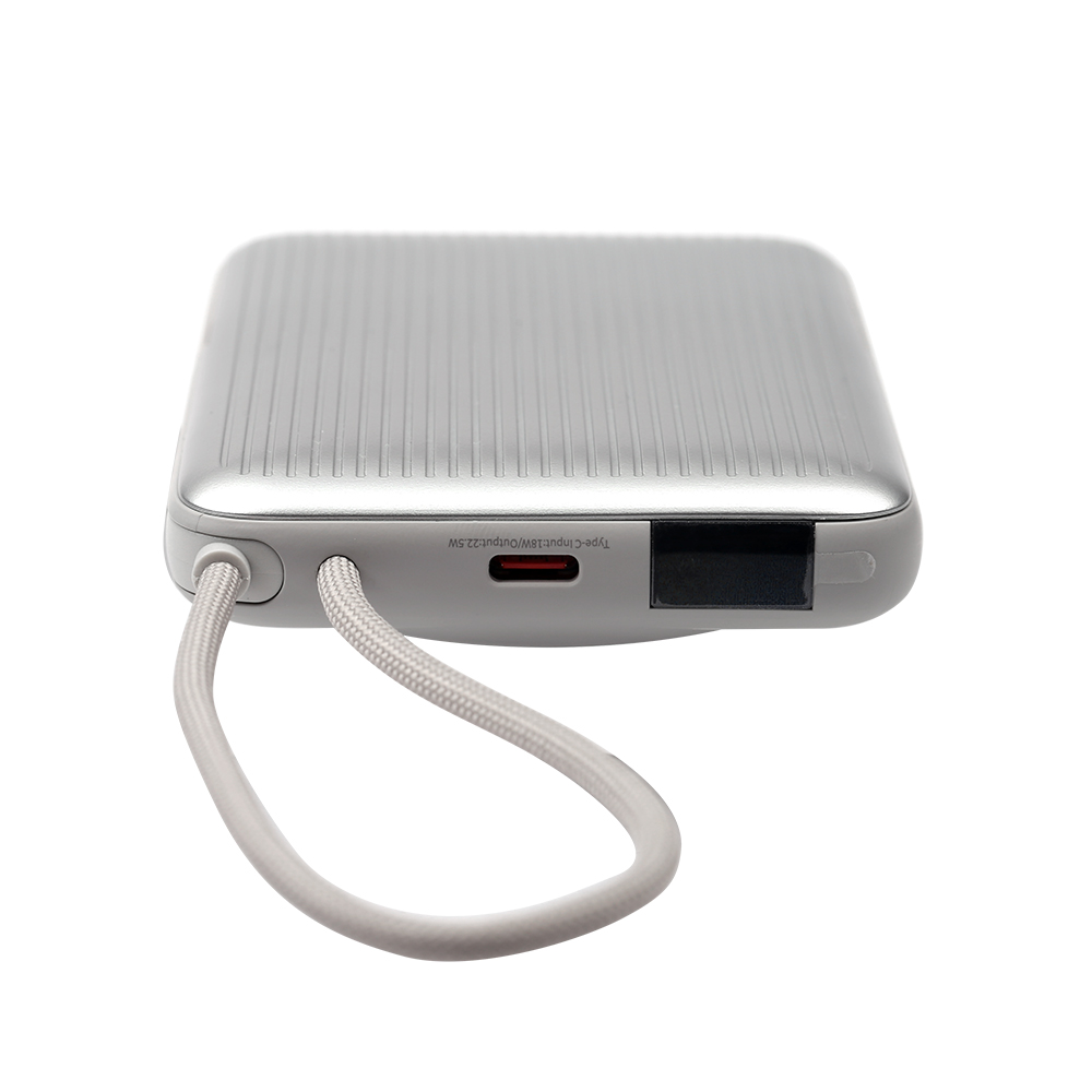 NCC Built-in USB-C Cable Power Bank – 10000mAh Quick Charge with 15W Wireless Charging Pad